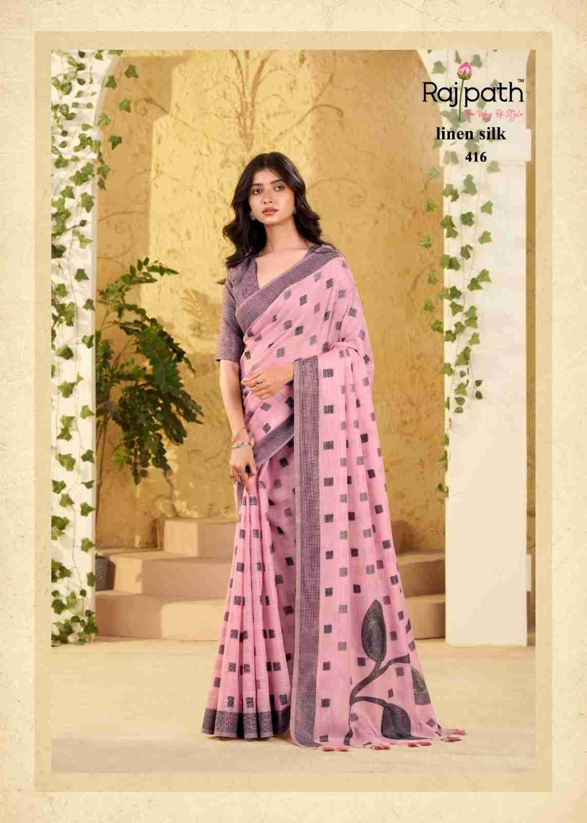 Carnival Silk By Rajpath 412 To 417 Series Indian Traditional Wear Collection Beautiful Stylish Fancy Colorful Party Wear & Occasional Wear Linen Silk Sarees At Wholesale Price